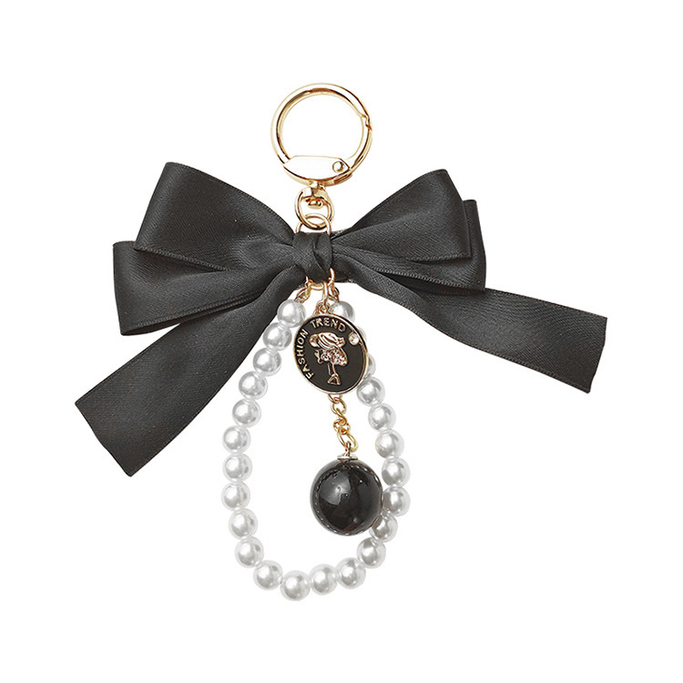 【HALEINE】 25SS/ONYX & LLIC PEARL LAYER KEYCHAIN Wholesale Women Fashion Bow Pearl Chain Key Chain Pendant