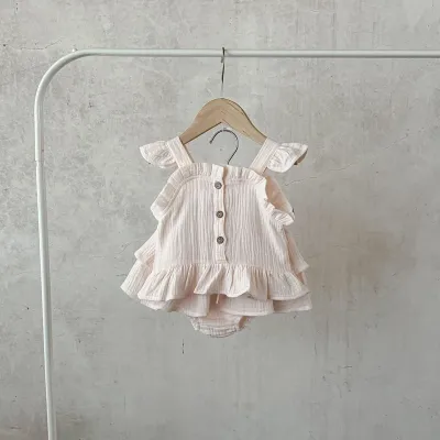 Kids Baby Girls Casual Solid Color Sleeveless Camisole Skirt Set Shorts Outfit
