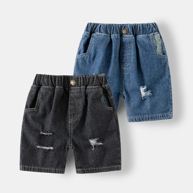 Kids Toddler Boys Fashion Casual Basic All-Match Ripped Denim Bermuda Shorts