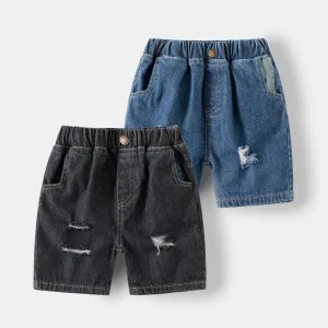 Kids Toddler Boys Fashion Casual Basic All-Match Ripped Denim Bermuda Shorts