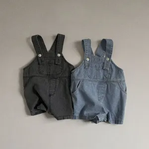 Kids Baby Boys Girls Casual Cute Basic Denim Suspender Romper Shorts