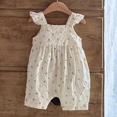 Kids Baby Girls Casual Tiny Flower Print Sleeveless Cami Bodysuit (0-3T) Pullover 100% Cotton