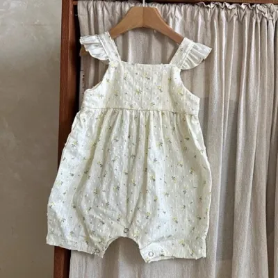 Kids Baby Girls Casual Tiny Flower Print Sleeveless Cami Bodysuit (0-3T) Pullover 100% Cotton