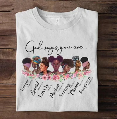Women African Girl Head Print Round Neck Short Sleeve T-Shirt