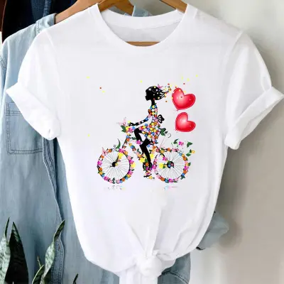 Women's Modal Floral Print Round Neck Short Sleeve T-Shirt