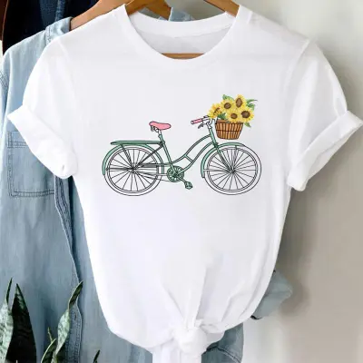 Women's Modal Floral Print Round Neck Short Sleeve T-Shirt
