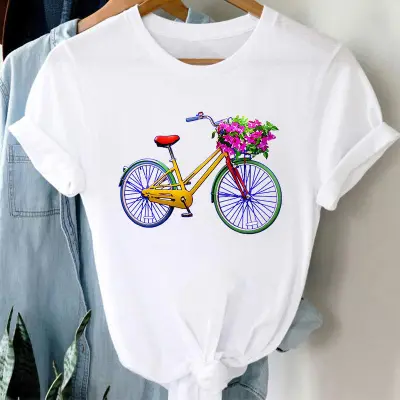 Women's Modal Floral Print Round Neck Short Sleeve T-Shirt