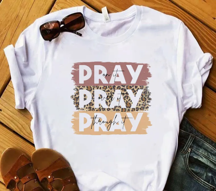 Women Simple Multicolor Letter Print Round Neck Short Sleeve T-Shirt
