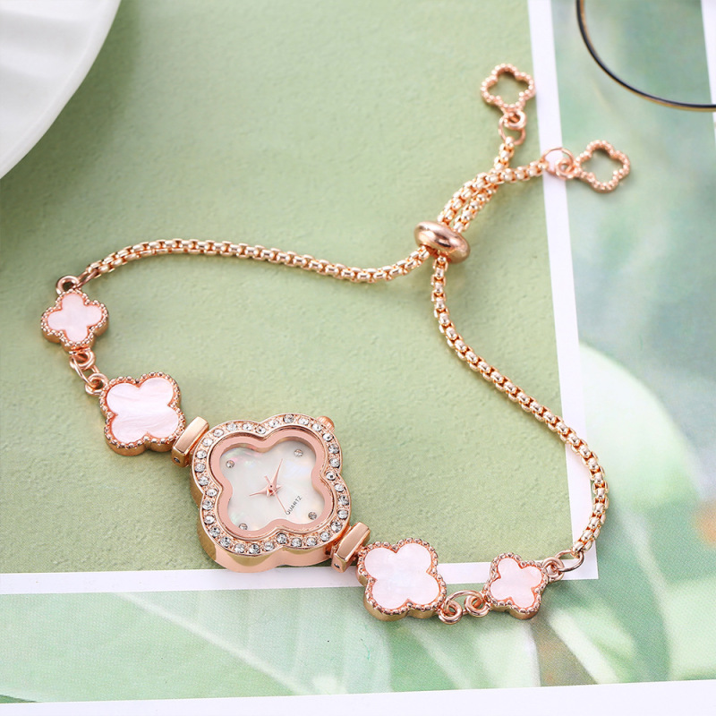 リーフムーン Wholesale Women Fashion Four-Leaf Clover Rhinestone Drawable