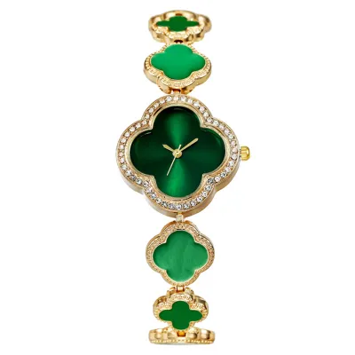 Women's Four-Leaf Clover Rhinestone Bracelet Watch