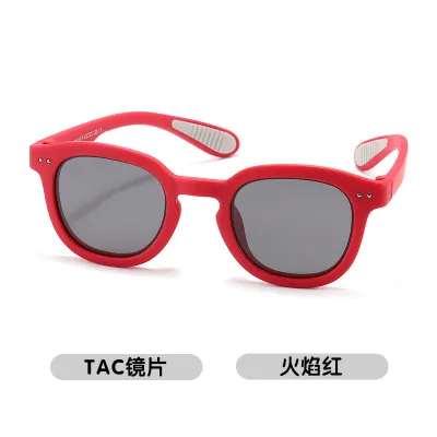 Kids Unisex Fashion Casual Holiday Round Frame Sunglasses Oval Box TPEE TAC