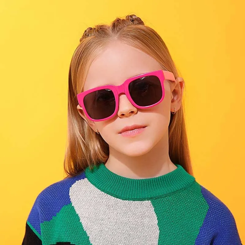 Kids Unisex Fashion Casual Cute Square Frame Folding Sunglasses