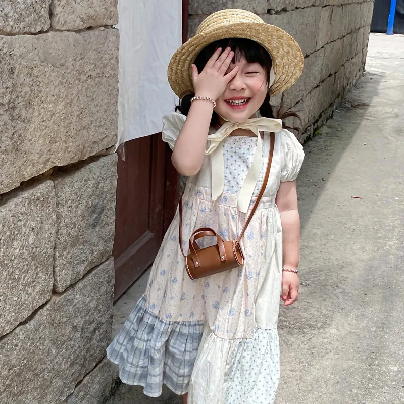Kids Girls Fashion Casual Solid Color Barrel Crossbody Bag No Lining