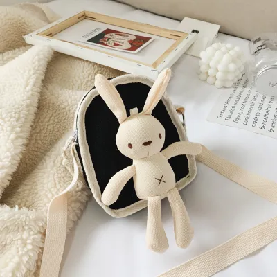 Kids Girls Easter Casual Cute Cartoon Rabbit Pattern Canvas Crossbody Bag Mini