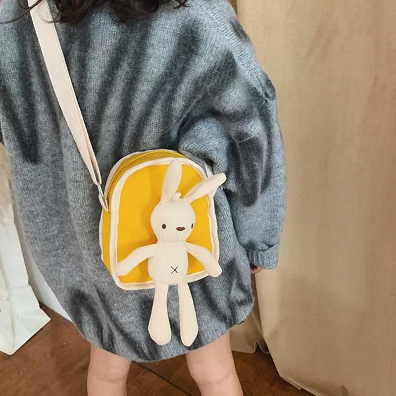 Kids Girls Easter Casual Cute Cartoon Rabbit Pattern Canvas Crossbody Bag Mini