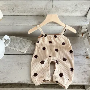 Kids Baby Boys Girls Casual Cute Cartoon Bear Print Sleeveless Cami Bodysuit Pullover Cotton 100%