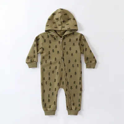 Kids Baby Boys Girls Casual Cute Moon Pattern Long Sleeve Round Neck Hooded Bodysuit 0-3T