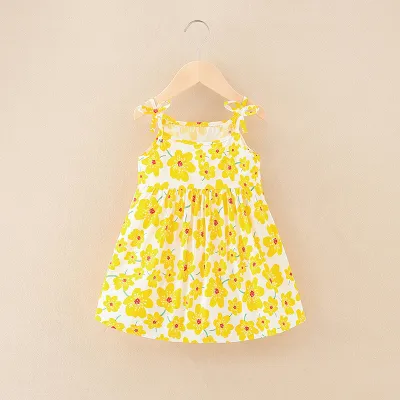 Kids Toddler Girls Casual Cute Floral Print Sleeveless A-Line Cotton Cami Dress