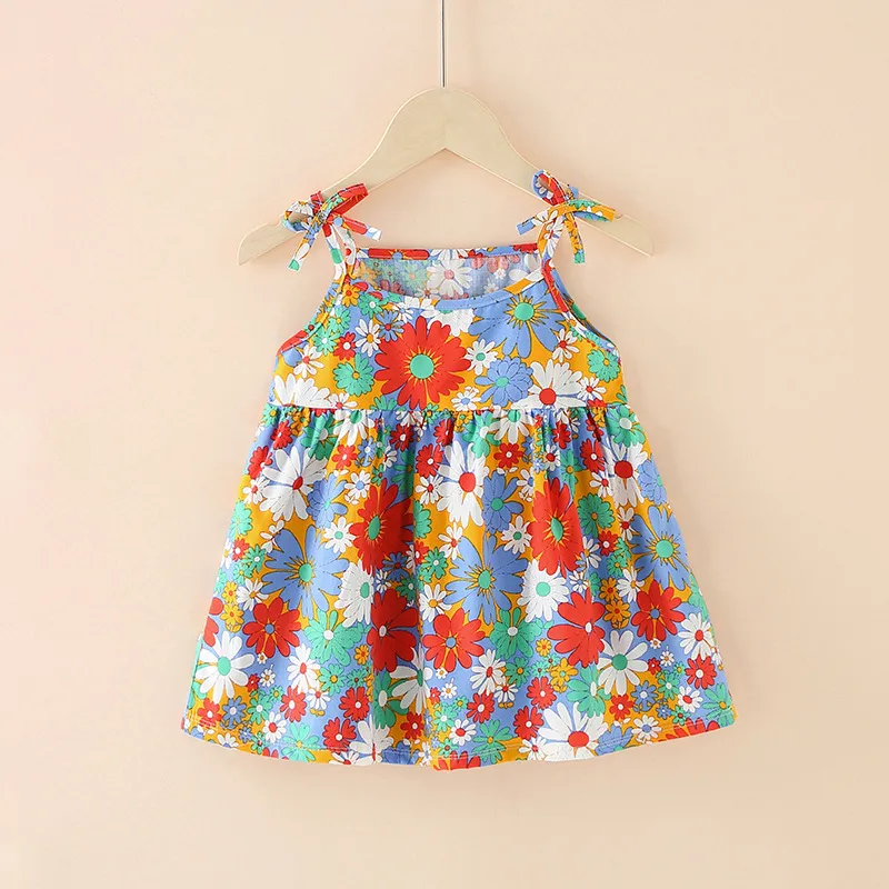Kids Toddler Girls Casual Cute Floral Print Sleeveless A-Line Cotton Cami Dress