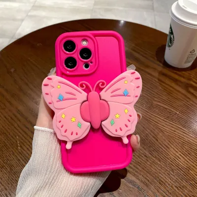 Women Fashion Cartoon Three-Dimensional Folding Butterfly Apple Mobile Phone Protective Case