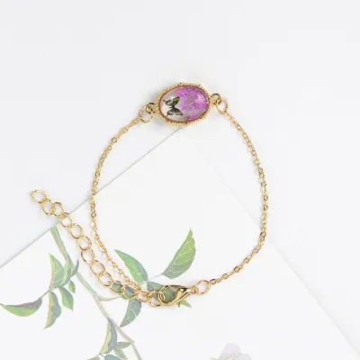 Women Fashion Butterfly Eternal Flower Specimen Bracelet - Romantic Style