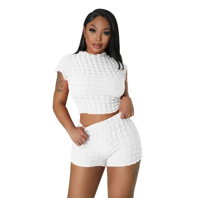 Women's Sleeveless Crop Top and Shorts Set - Solid Color Street Hipster Style Polyester Two-Piece Outfit
