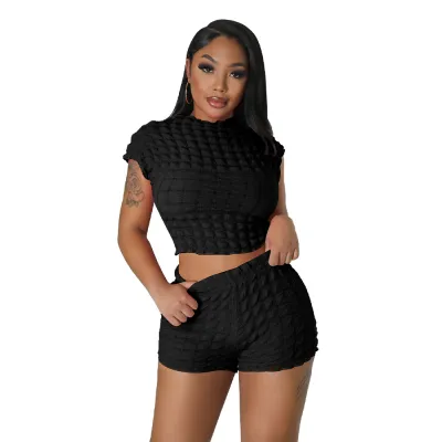 Women's Sleeveless Crop Top and Shorts Set - Solid Color Street Hipster Style Polyester Two-Piece Outfit