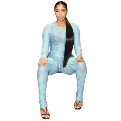 Women Casual Sexy Hollow Crewneck Top and Pants Set - Street Hipster Style