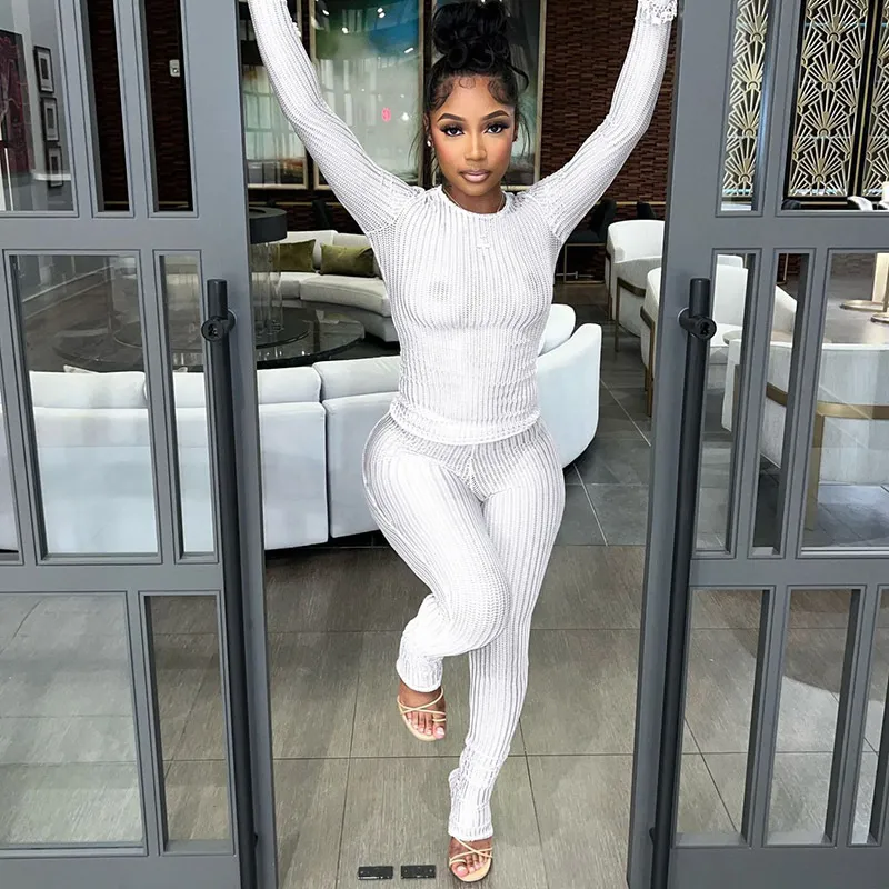 Women Casual Sexy Hollow Crewneck Top and Pants Set - Street Hipster Style