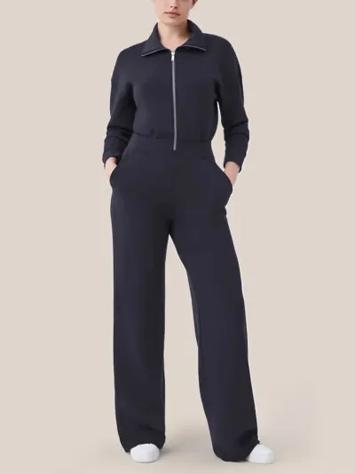 Women's Solid Color Lapel Long Sleeve Wide Leg Jumpsuit