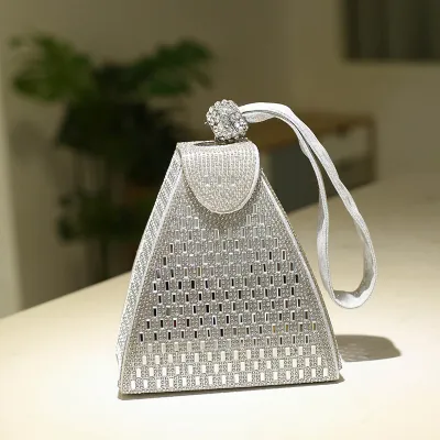 Fashion Rhinestone Triangle Evening Bag Clutch with Latch Closure