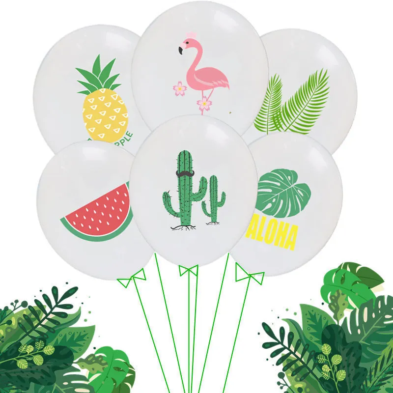 12 Inch Flamingo Tortoise Leaf Pineapple Watermelon Latex Balloon Hawaiian Theme Party Decoration 100-Bag