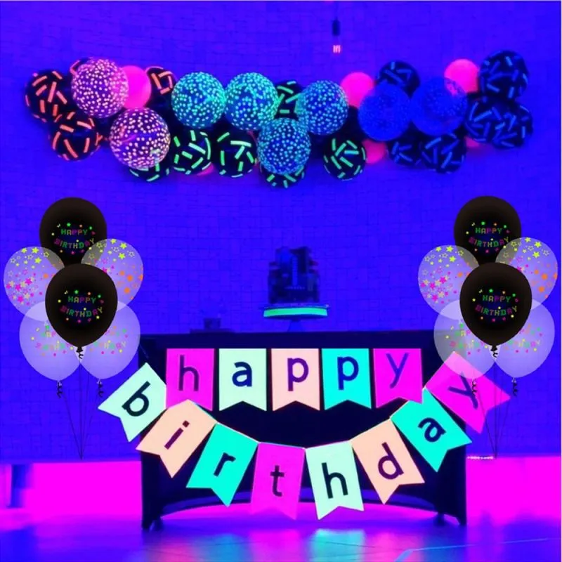 12 Inch 2.8G Transparent Fluorescent Birthday Party Balloon Decoration 100-Bag