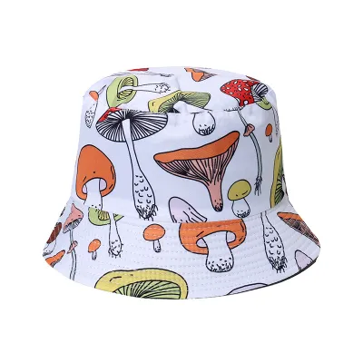 Women Fashion Casual Clover Floral Print Double Sided Bucket Hat