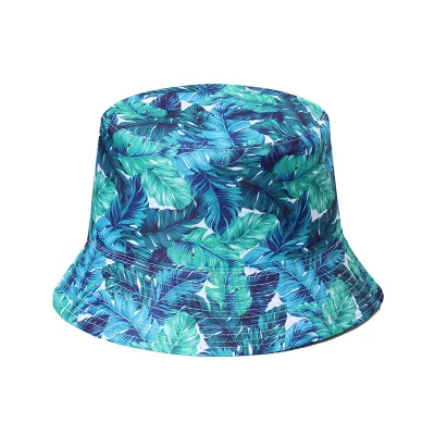 Women Fashion Casual Clover Floral Print Double Sided Bucket Hat