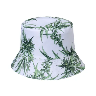Women Fashion Casual Clover Floral Print Double Sided Bucket Hat