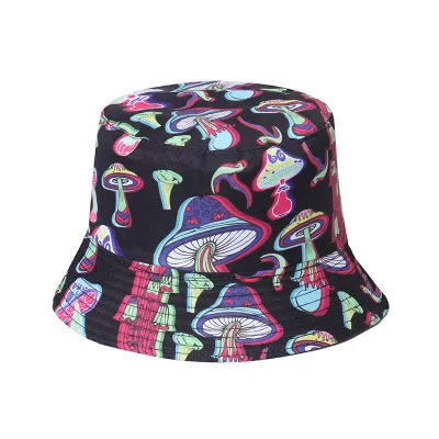 Women Fashion Casual Clover Floral Print Double Sided Bucket Hat