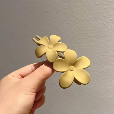 Women Vintage Fashion Frosted Flower Hair Clip Duckbill Clips Headwear Hairpin