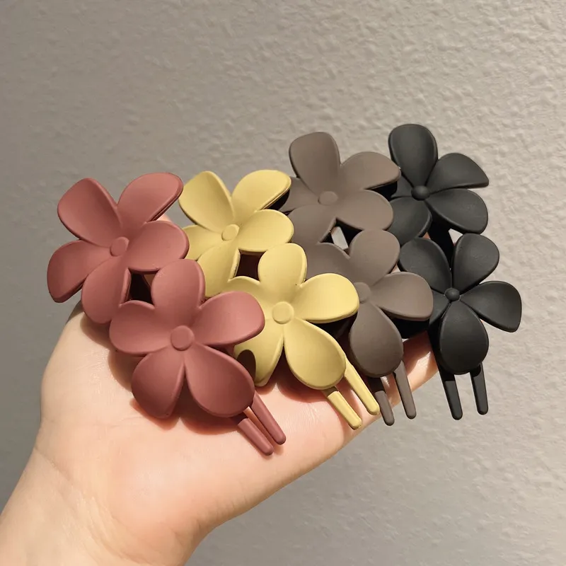Women Vintage Fashion Frosted Flower Hair Clip Duckbill Clips Headwear Hairpin