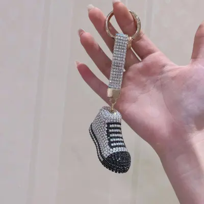 Women Cute Fashion Rhinestone-Encrusted Crystal Shoes Keychain