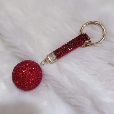 Fashion Women Rhinestone Crystal Solid Color Ball Key Ring Keychain