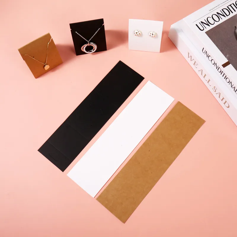 Vertical Earrings Necklace Display Cardboard Packaging Accessories Kraft Paper Card
