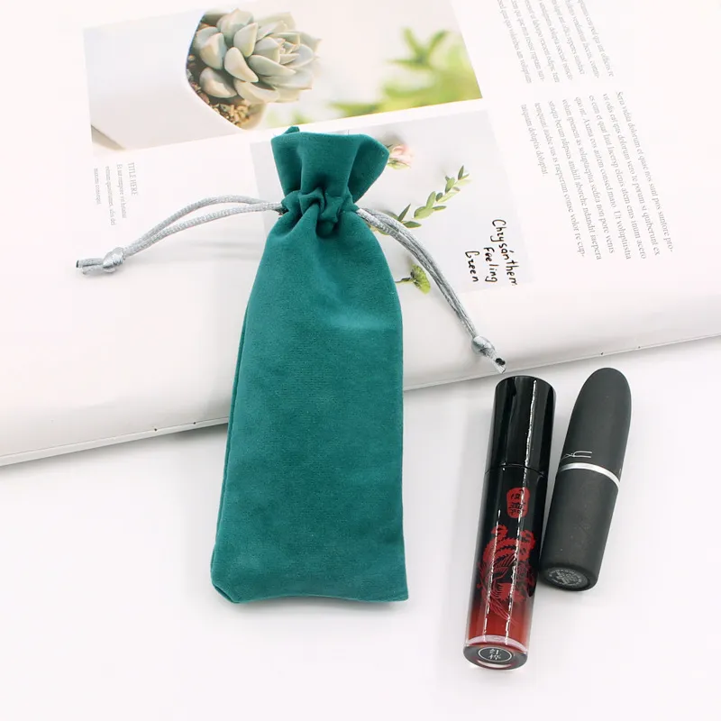 Slender Strip 15cm Flannel Drawstring Jewelry Packaging Bag for Lipstick