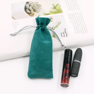 Slender Strip 6*15cm Lipstick Cosmetic Flannel Jewelry Packaging Drawstring Bag