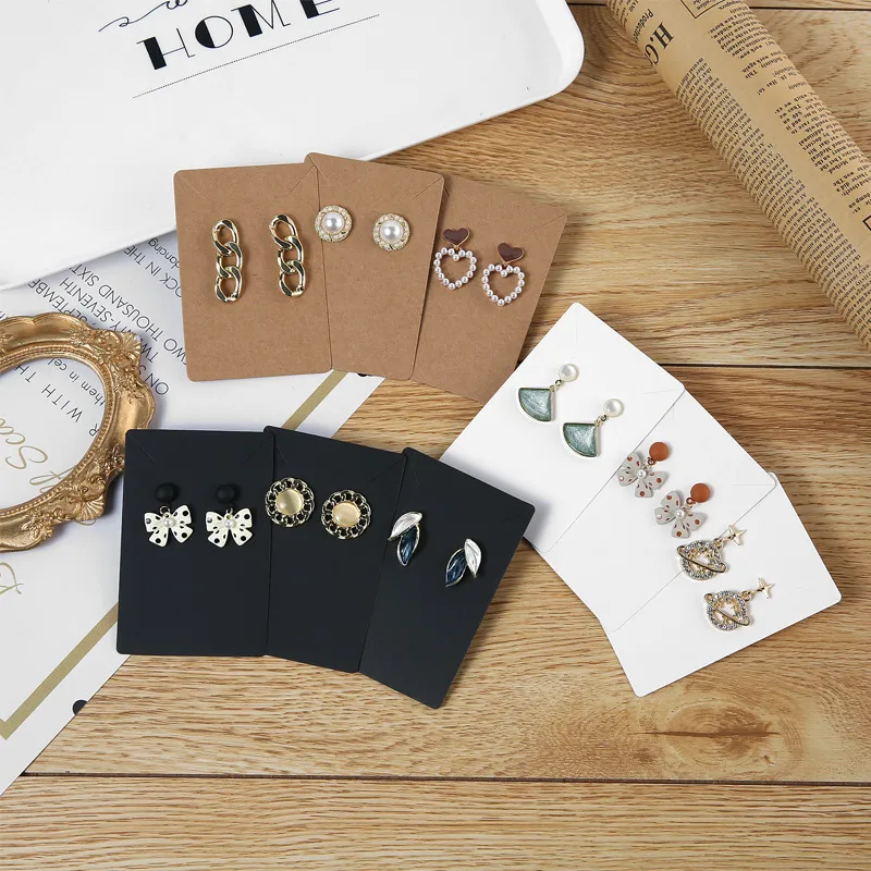 Black White Brown Three-Color Jewelry Earrings Packaging Kraft Paper 6x9cm Solid Color Necklace Packaging Card