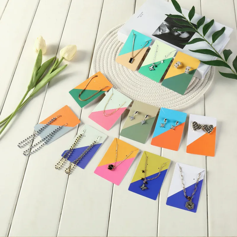 Dopamine Contrast Color Necklace Earrings Set Jewelry Packaging Paper Card