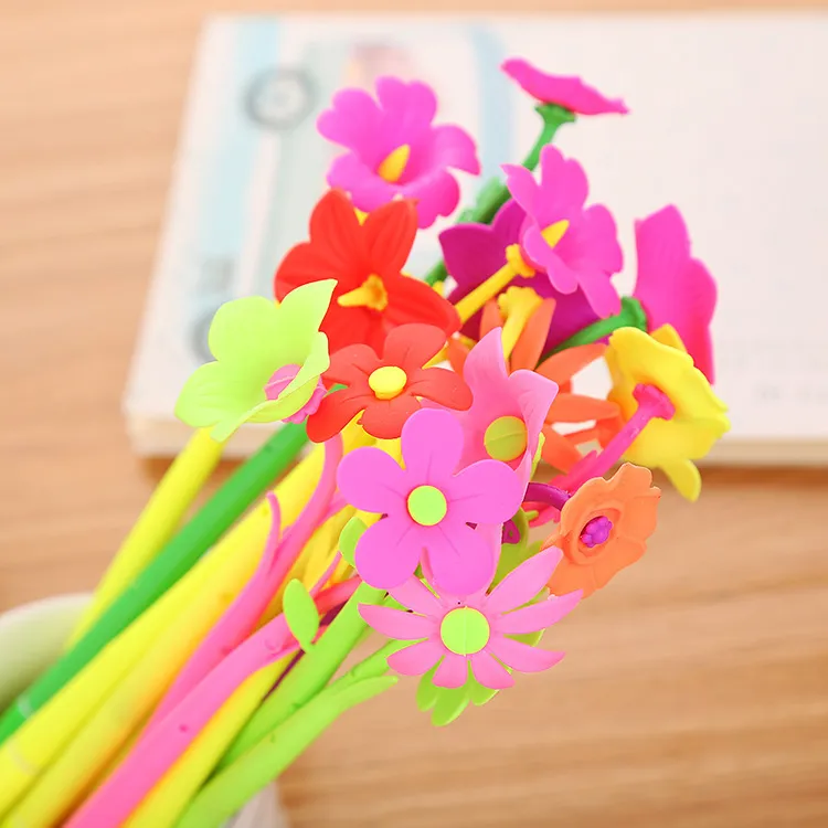Creative Soft Plastic Flower Cartoon Gel Pen Student Learning Stationery Cute Gift Pen