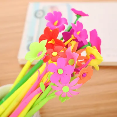 Creative Soft Plastic Flower Cartoon Gel Pen Student Learning Stationery Cute Gift Pen