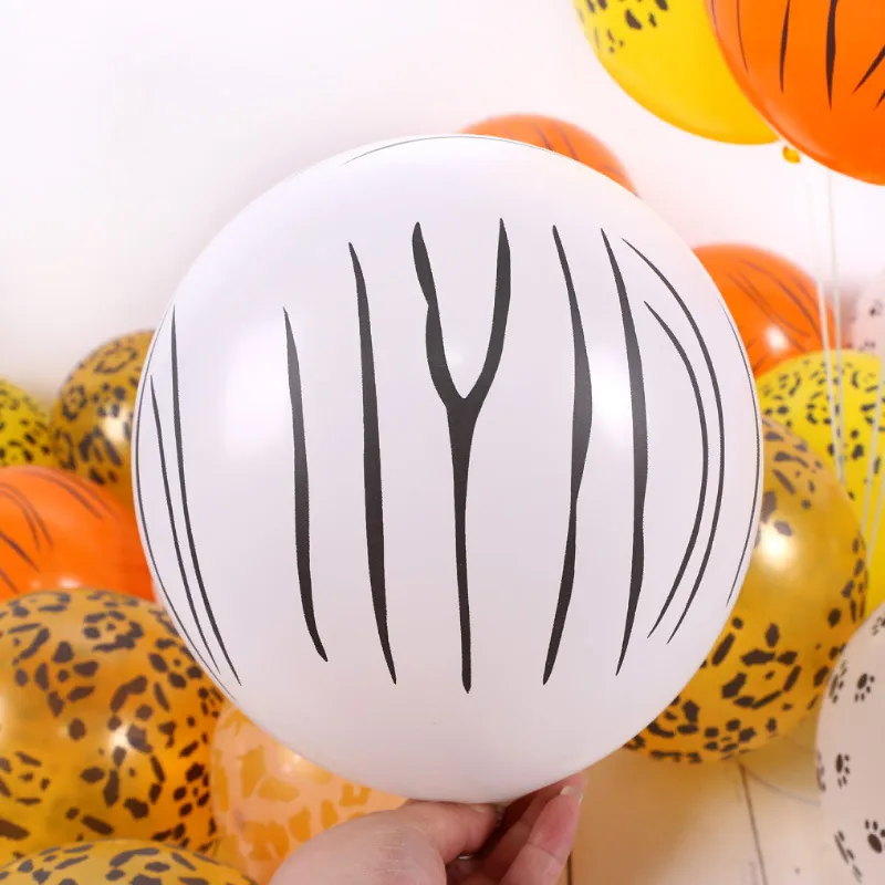 Jungle Animal Stripe Latex Balloon 12 Inch Dog Claw Cow Leopard Tiger Pattern Deer Pattern Children'S Party Decoration Print