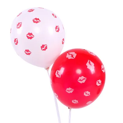Valentine Day 12 Inch Thickened White Red Lip Print Balloon